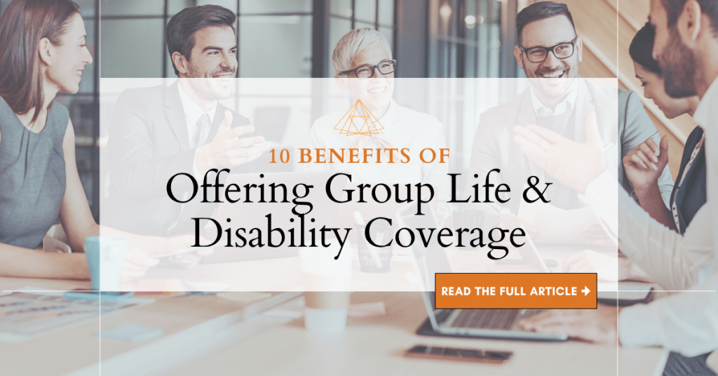 Team of professionals discussing group life and disability benefits