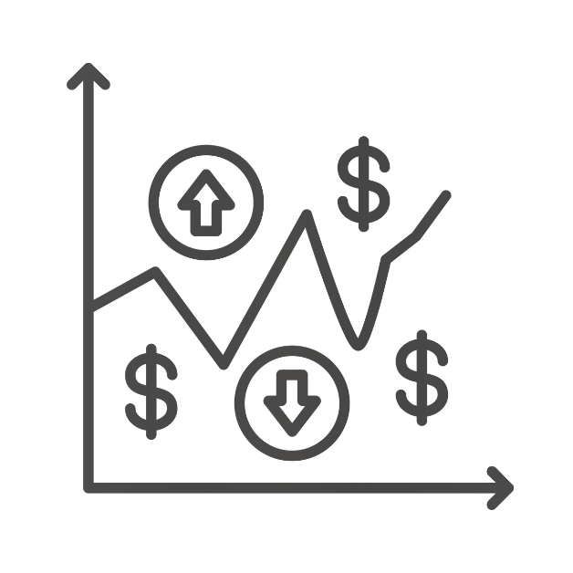 Money chart showing market volatility