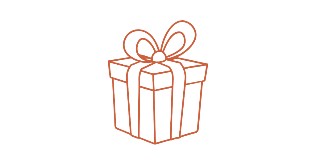 large wrapped gift box with a bow