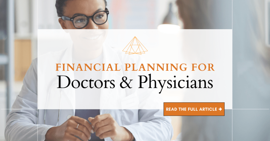"Financial planning for doctors and physicians" blog article title graphic