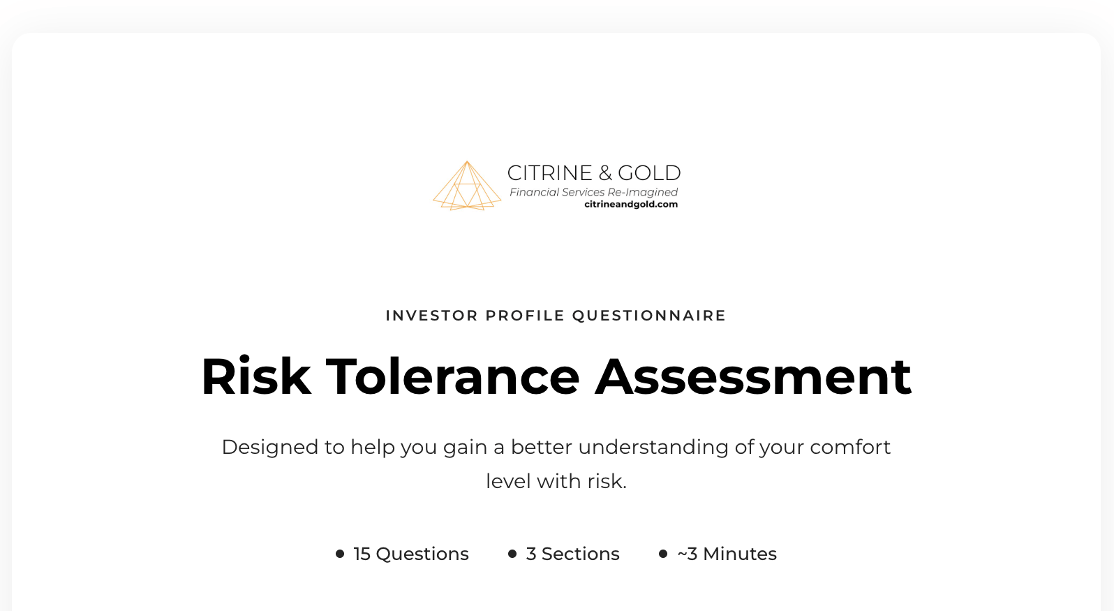 risk tolerance quiz title page